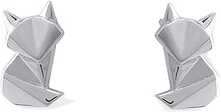 Boma Jewelry Sterling Silver Origami Fox Stud Earrings