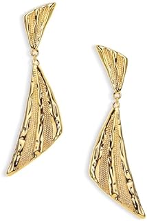 Triangle Drop Earrings with Push Back for Women, JeanBeau Gold Chunky Geometric Design