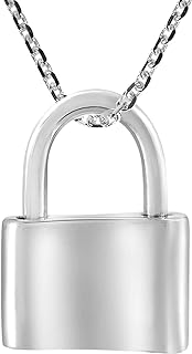 Sterling Silver Lock Pendant Necklace with Spring Ring Clasp for Fashion-Forward Individuals, Simple & Trendy Design by AeraVida
