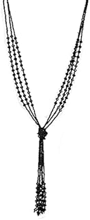 Vintage Style Charcoal Black Long Multitier Beaded Womens Necklace Jewelry - 1920's Charleston Colection, Long Y Necklace, Larait Necklace