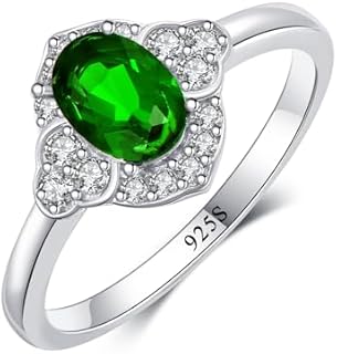 Laboratory Grown Emerald Ring 925 Sterling Silver 7X5 mm Oval Shape Emerald Engagement Rings For Women