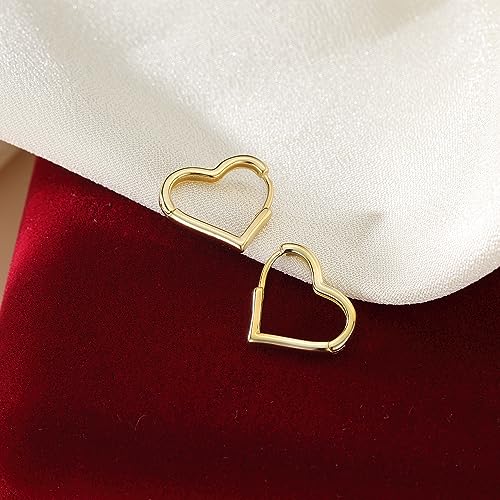 925 Sterling Silver 1.6CM Heart Hoop Earrings for Women Teen Girls Minimalist Hoop Earrings Sweet Love Heart Earrings Drop