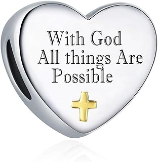 NanMuc Heart Christian Bible Verse Charm for Pandora Bracelet Love Cross Charm Prayer Faith Religious Jewelry Gifts for Women