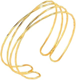 Minimalist Arm Cuff - Gold Arm Cuff Upper Arm,Adjustable Arm Bracelet Upper Arm,Dainty Upper Arm Cuff,Layered Arm Bangle Armband Armlet Jewelry for Women Girls Teens Bride, Wedding Birthday Gift