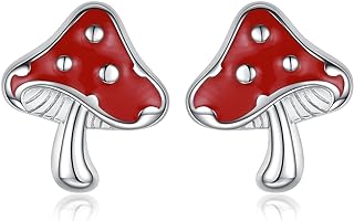 Premium 925 Sterling Silver Hypoallergenic Mushroom Stud Earrings with Stud Back Finding for Women and Girls