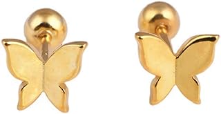 Izpack 18G Tiny Butterfly Cartilage Stud Earrings S925 Sterling Silver Minimalist Tragus Helix Barbell Bar Labret Studs Earring Screw Back Piercing Jewelry Gifts for Women Girls Sensitive Ears