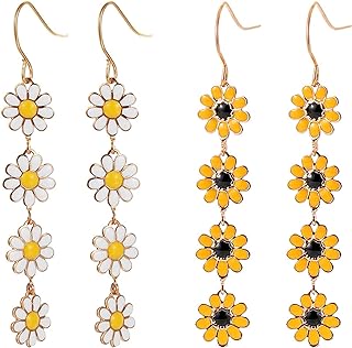 4Pairs Flower Earrings for Women Flower Stud Earrings Spring Earrings Daisy Flower Earrings Statement Jewelry for Girls