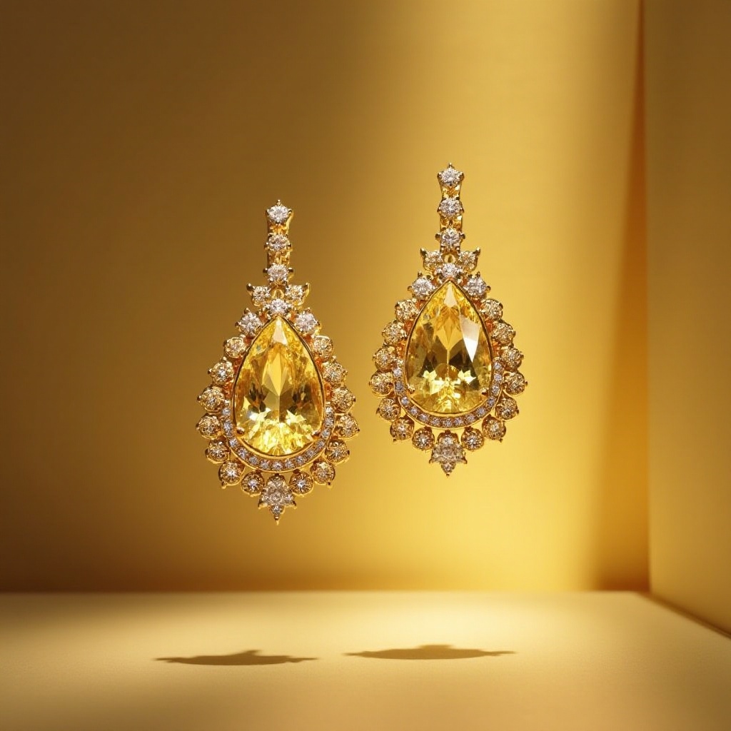 Boucles d'Oreilles en Diamant Jaune Tiffany : Luxe et Éclat Unique