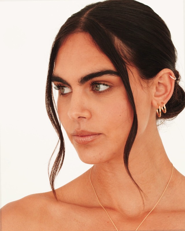 18K Gold 925 Sterling Silver Post Hoop Earrings for Women | Thin Small Gold Huggie Hoop Earrings | 3 Pairs Gold Hoop Earring Pack