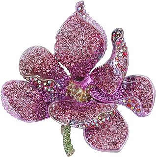 EVER FAITH Women's Austrian Crystal Orchid Flower Petal Brooch