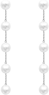 Long Pearl Dangle Earrings with French Wire Back for Women in Tassel Style - Elegant Bridal Jewelry Gift