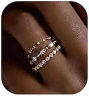 Stackable Rings for Women, Dainty Gold Rings 14K Gold Plated Thumb Rings for Women Non Tarnish Cubic Zirconia Stacking Rings Set Statement Gold Wedding Bands Engagement Rings for Women Jewelry