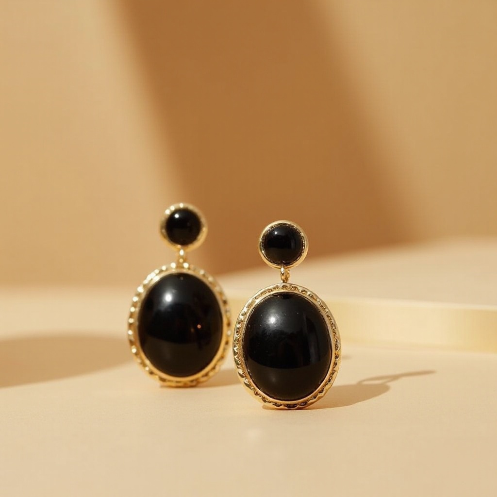 Boucles d'Oreilles Noir et Or : Élégance Intemporelle