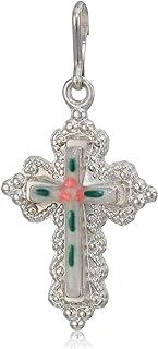 Alex and Ani Divine Guides Women's Floral Enamel Cross Charm for Bracelets, Sterling Silver