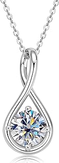 2ct D Color VVS1 Clarity Moissanite Sterling Silver Infinity Pendant Necklace with Rolo Chain and Lobster Clasp by AINUOSHI