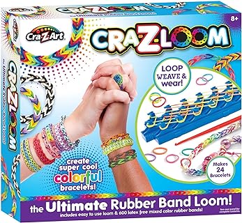 Cra-Z-Art Cra-Z-Loom Multi-Colored Rubber Band Bracelet Crafting Kit with DIY Accessories for Kids & Adults, Easy-to-Use Loom for Unique Designs