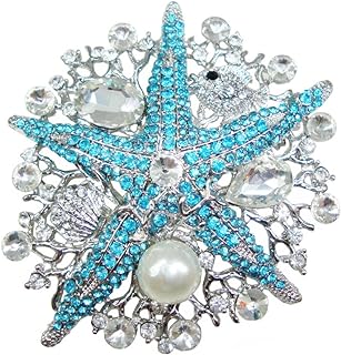 TTjewelry Vintage Style Rhinestone Crystal Starfish Brooch Pin