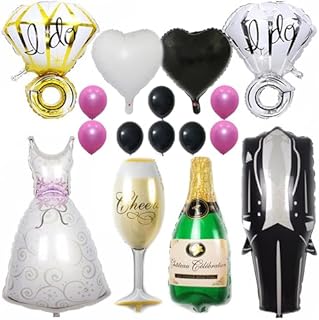 Ezing Wedding Decor Balloon Set: Gold, Black & Pink Aluminum Balloons for Weddings, Bachelor & Bachelorette Parties