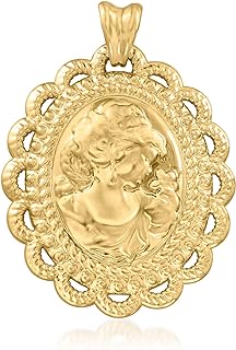 Ross-Simons Italian Andiamo 14kt Yellow Gold Over Resin Cameo-Style Pendant