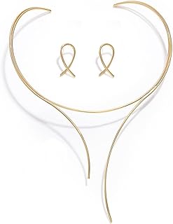 Choker Necklace Earrings Set Layered Chunky Chokers Statement Collar Necklaces African Alloy Costumes Jewelry Accessories for Women for Women and Girls