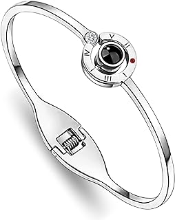 MYOSPARK I Love You 100 Languages Projective Bangle Bracelet The Memory of Love Gift For Couple Family Best Friends