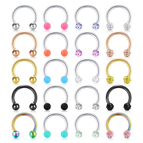 Mayhoop 16G Stainless Steel Horseshoe Nose Septum Rings Piercing Jewelry Cartilage Helix Tragus Earring Hoop Lip Horseshoe Piercing Retainer for Women Men 8mm 10mm