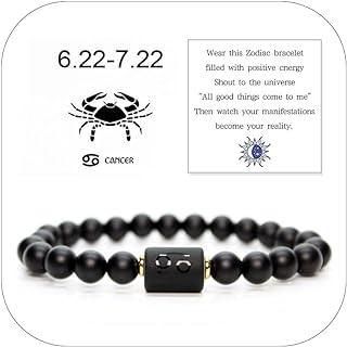 Zodiac Signs Spirit Bracelet for Women Spirilet Bracelet Black Onyx Bracelet Zodiac Manifestation 12 Constellation Handmade Bead Woven Multilayer Adjustable Leather Bracelet Jewelry Accessories Gift for Constellation Lover