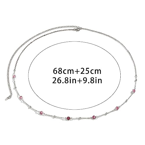 Boho Sexy Rhinestone Waist Chain for Women Summer Beach Crystal Beads Belly Body Chain Simple Bikini Rhinestone Festival Belts Rave Accessories Body Jewelry