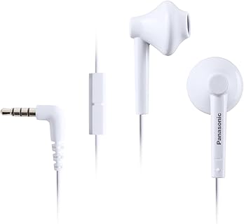 PANASONIC RP-TCM55E-W Stereo-Kopfhörer mit Kabel und bequemem In-Ear-Mikrofon, 14,8 mm Treibereinheit und Noise-Cancelling Pads, ideal für smarte Kommunikation und Unterwegs-Genuss