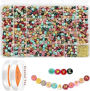 Anlan-Angel 1450pcs Versatile Acrylic Letter & Heart Beads Kit in Gold with Colorful Alphabet for DIY Jewelry Making