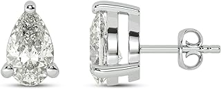 Push Back Lab Grown Diamond Stud Earrings | 14K White Gold Created Diamond | Oval, Pear & Emerald Cut | For Women - An Ethical Fashion Choice