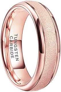 6mm 8mm Black/Gold/Rose Gold/White Tungsten Rings for Men Women Fashion Engagement Wedding Bands Sandblasted Finish Domed Comfort Fit