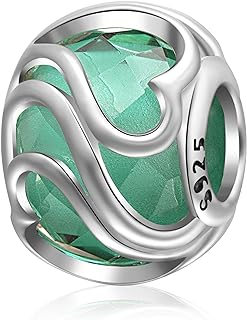 Charming Murano Glass Heart Bracelet with 925 Sterling Silver Base & Birthstone Accent, Perfect for 3mm Pandora Snake Chain