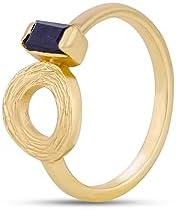 18k Gold Vermeil Natural Baguette Cut Black Onyx Gemstone Ring 925 Sterling Silver Yellow Gold Plated July Birthstone Statement Ring For Women Bezel Setting