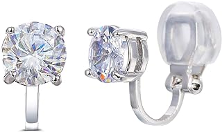Elegant Clip-On Cubic Zirconia Stud Earrings by SELOVO - Brass Made - Perfect for Women or Girls – Classic Design