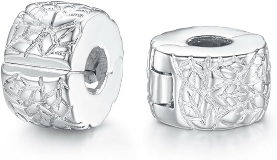 JEWELRIESHOP Clip Spacer Charm for Bracelet Clip Lock Stopper Bead Spacer European Openable Beads 2pcs