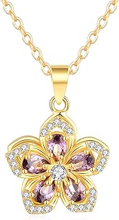 Women's Amethyst-Adorned Spinning Sun Flower Pendant on Zinc Cable Chain, Perfect Gift for Cosplay Enthusiasts and Best Friends