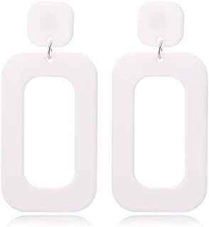 3-4 Pairs 80s Women Colors Retro Earrings Geometric Dangle Neon Earrings for Party Costume Accessory