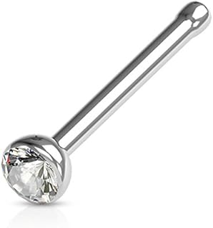 FIFTH CUE Cubic Zirconia Press Fit Nose Bone Stud Titanium IP 316L Surgical Steel