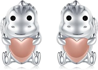 Sterling Silver Dinosaur Stud Earrings with Snap Back Design for Women and Teen Girls - Delicate 925 Silver Dino Studs