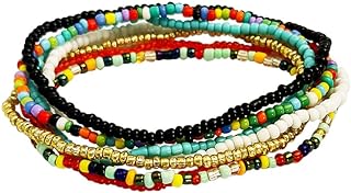Pride-Inspired Boho Handmade Alloy Rice Bead Chain Anklets for Women - Multicolored Elastic LGBT Zhang Shine Beaded Ankle Bracelets