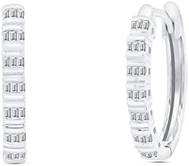 Bar Set Huggies Hoop Earrings for Ladies - 1/4cttw Baguette Diamond Huggies Hoop Earrings Jewelry For Women 18K Gold over 925 Sterling Silver (0.23 Carat, I-J Color, I2 Clarity)