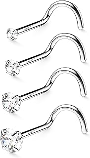 Belatti Crystal Nose Studs - Hypoallergenic Stainless Steel Screw Piercing for Women & Men - Thai Origin Jewelry with Multiple Sizes & Variations