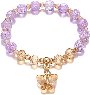 Bohemian Twinkling Crystal Beaded Daisy Butterfly Charm Bracelets Shiny Beads Metallic Tassel Stretch Wrap Bracelet Daisy Flower Resin Bead Elastic Bracelet for Women Girls Exquisite Jewelry Gift