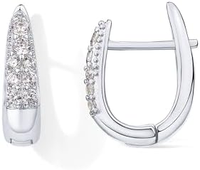 PAVOI 18K Gold Plated 925 Sterling Silver Posts Cubic Zirconia U Shaped Hoop Earrings | Hypoallergenic CZ Huggie Earrings for Women