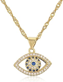 Gold Evil Eye Necklace,14K Gold Plated Evil Eyes Charm Necklaces Cubic Zirconia Pendant for Women Girls Jewelry Gifts