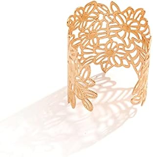 Colorful Bling Women's Alloy Flower Cuff Bracelet with Lobster Claw Clasp in Gold and Silver