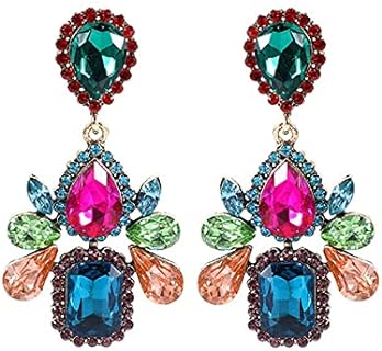 Multicolor ASTRUE Bridal Round Hollow Drop Earrings with Screw Back for Women - Dangle Design
