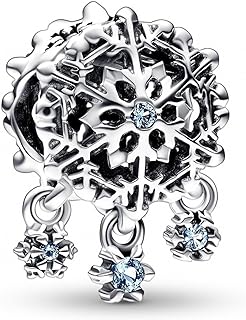 Pandora Icy Snowflake Drop Charm - Compatible Moments Bracelets - Jewelry for Women - Gift for Women in Your Life - Made with Sterling Silver & Man-Made Crystal