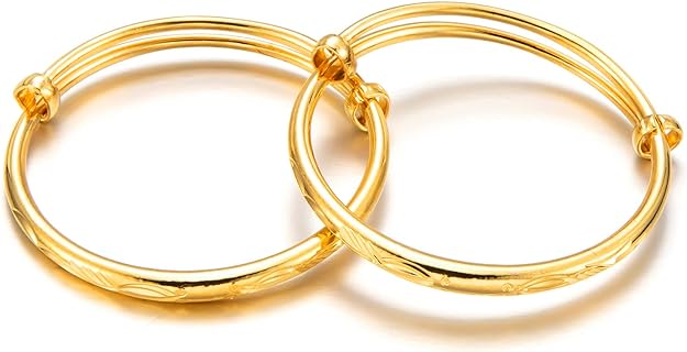 Ethlyn 2pcs/lot Baby Bangles For infant Boys Girls Gold Plated Fish Designs Bracelets for First Birthday Gifts